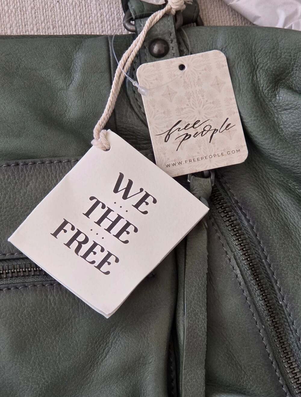 Free People We The Free Baby Emerson Tote Secret Sage Green Leather  NWT - Picture 8 of 8